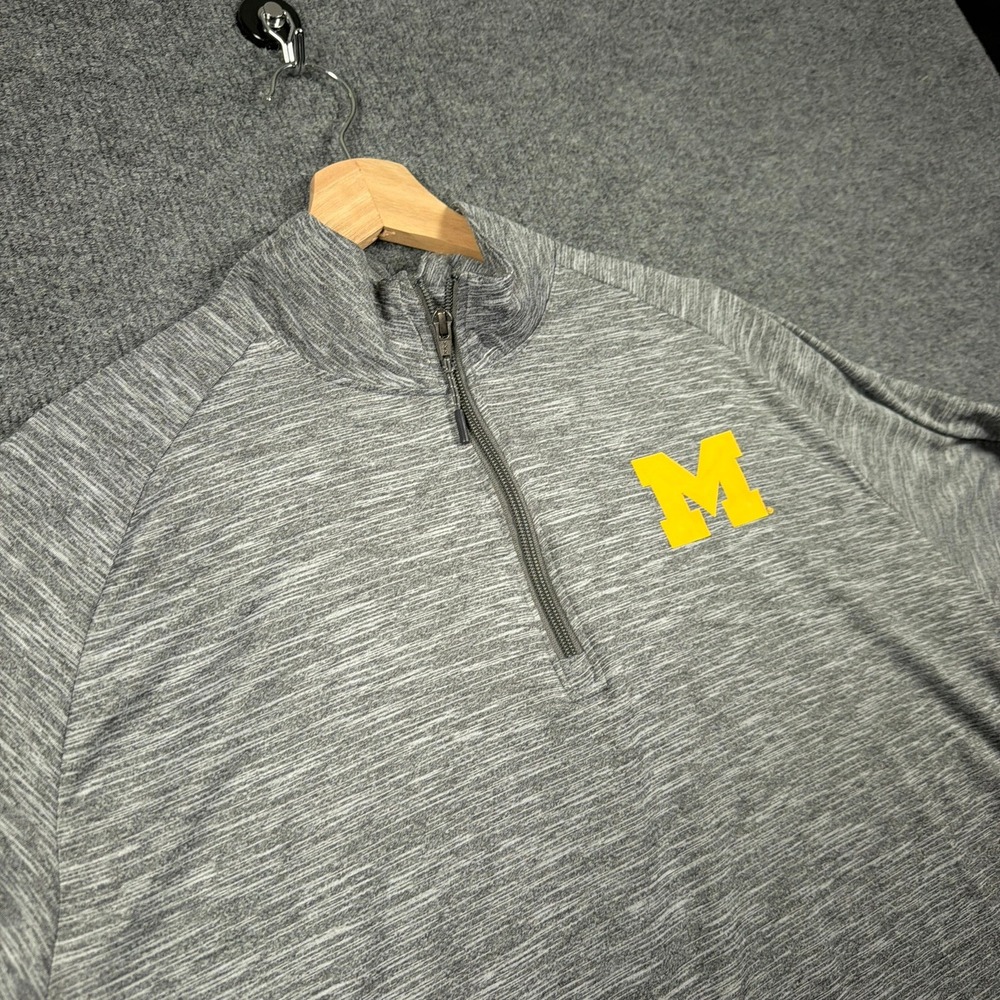 Michigan‎ Wolverines Champion Men 1/4 Zip Pullover Large Gray Quarter